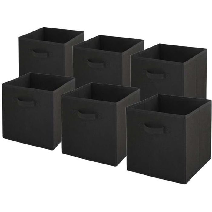 Cubes de rangement 30x30 cm (Lot de 2) (Etoiles - Noir et gris)