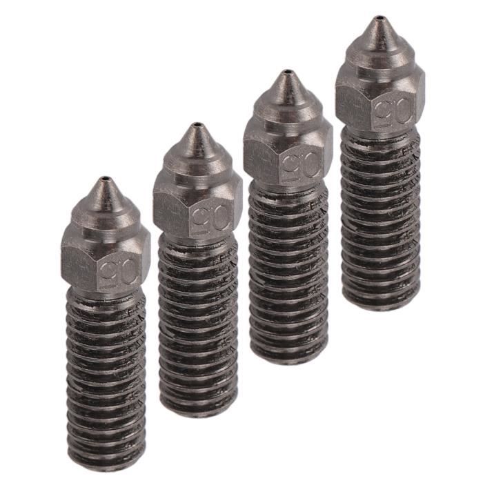 Buses Acier Trempé Lot 5 Buses Imprimante 3D Creality K1 - Acier Trempé 0.4 mm, Haute Température 500°C, Compatible K1 Max/CR-M4/CR-10 Buse Imprimante 3D