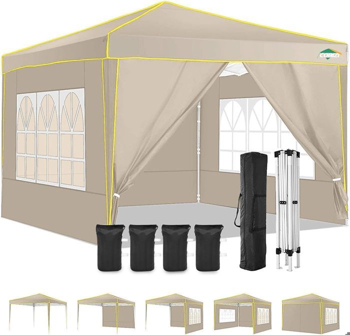 Hikole Tonnelle Pliante imperméable Tente Pliante 3x3m Tonnelle de Jardin Gazebo 3x6m Pliable Tente de Reception avec 4 côtés