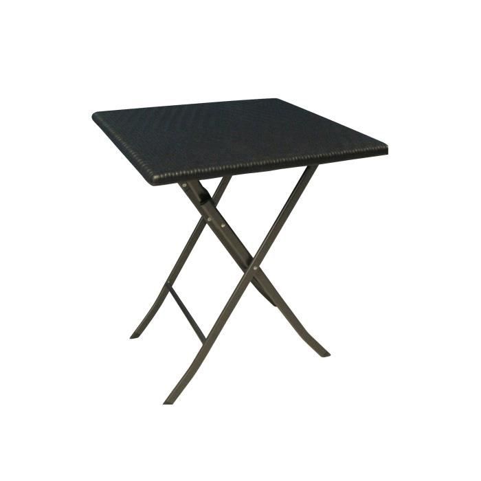 dmora table d'extérieur pliante effet rotin, table de balcon refermable, table de jardin carrée, 62x62h74 cm, couleur noir