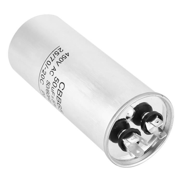 Cbb65 50Uf Condensateur 50Mfd 370/440V Aluminium 2 Terminal Pour Air