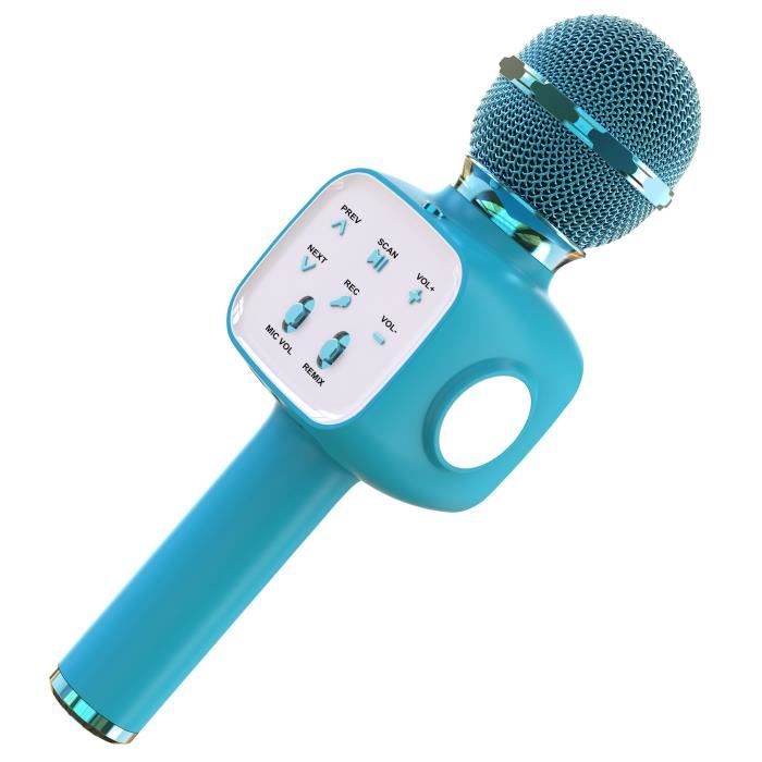 Microphone Karaoke Sans Fil,Karaoké Microphone Bluetooth Portable pour enfant avec haut-parleur -Bleu