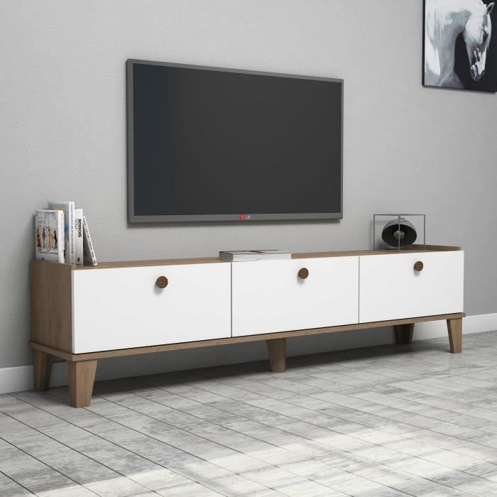 meuble tv almaren - emob - blanc - 178 cm - 34 cm - 44 cm