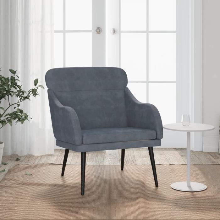 famirosa fauteuil gris foncé 63x76x80 cm velours-437