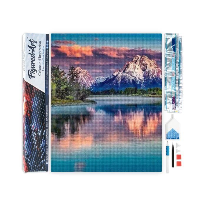 Peinture Par Numéros - Lac Et Reflet De Montagne - Toile 40x50cm - Kit Complet DIY - Activité Anti-stress Adulte