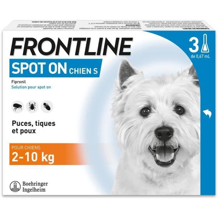 Meilleurs prix pour FRONTLINE 3 Pipettes antiparasitaires SPOT ON Chien - 2 à 10 kg - Puces, tiques, poux