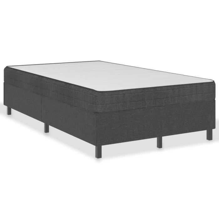Sommier tapissier - GAROSA - 120 x 200 cm - Tissu gris - Montage facile - 2 places