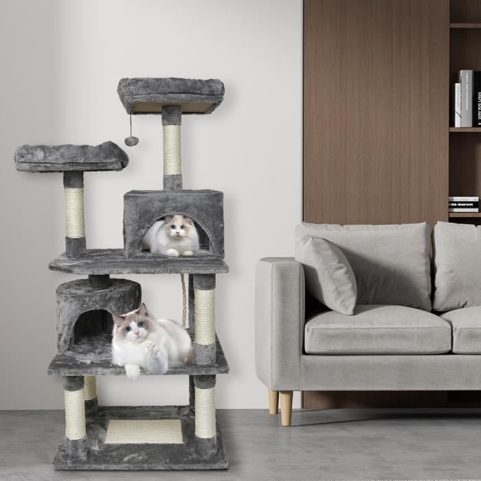 Meilleurs prix pour Arbre à chat - HOMEWELL - Structure multi-niveaux - Gris - Charge maximale 40 kg