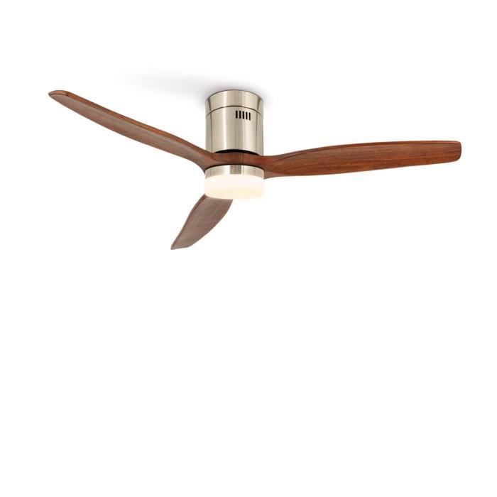 Ventilateur de plafond - Create - Avec lumière - Nickel/Effet bois foncé - Ø132cm - WiFi + Télécommande - Create