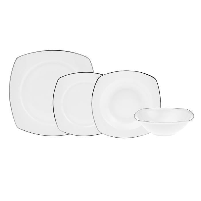 Service Vaisselle Service De Table En Porcelaine Blanche Karaca Nakkaş - 24 Pièces Pour 6 Personnes - Élégant Et Raffiné