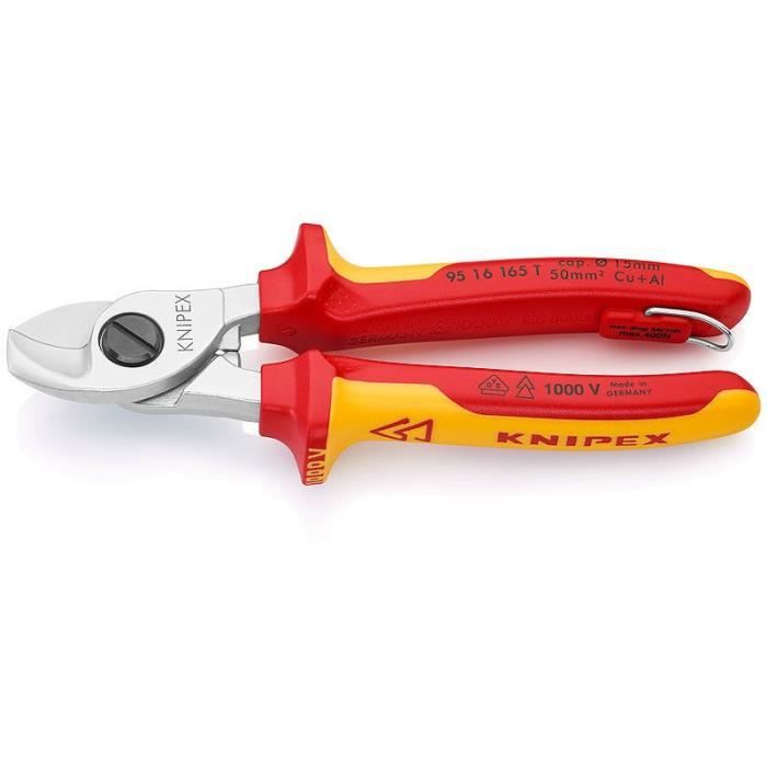 Pince Coupe-câble Knipex Isolée VDE - 165 Mm Avec œillet Antichute, Pour Câbles Cuivre/aluminium