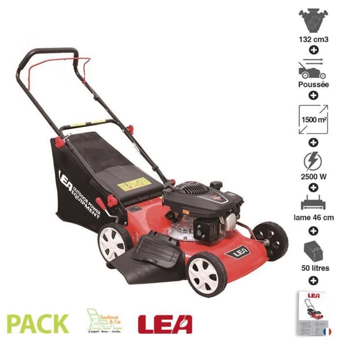 Tondeuse à gazon 4 temps 132cm3 coupe 46cm bac 45 litres LEA