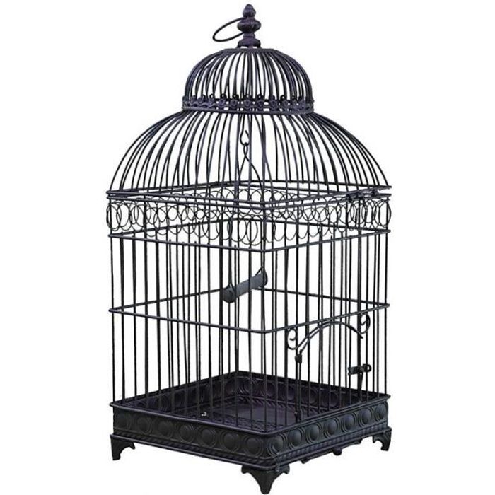 Grande Cage à Oiseaux De Jardin Intérieur Extérieur Carrée En Fer Patiné Marron 255x255x60cm
