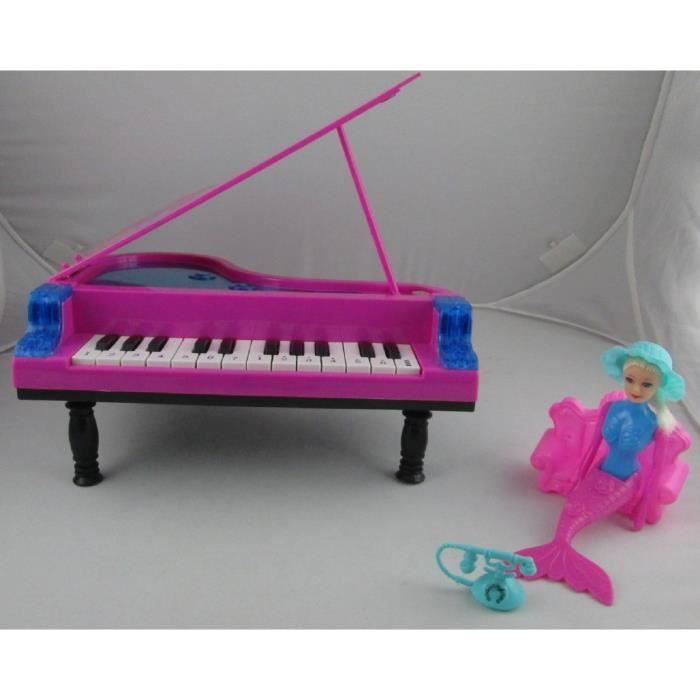 Piano rose musical et lumineux pour fille de princesse avec poup?�e tabouret et accessoires 