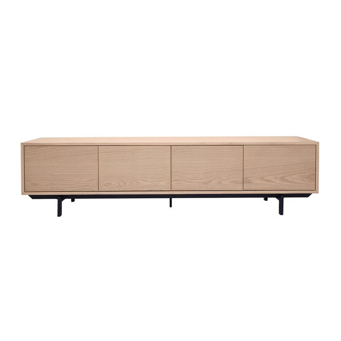Miliboo - Meuble TV finition bois chêne et métal noir L200 cm MANNY Miliboo - Meuble TV finition bois chêne et métal noir L200 cm MANNY