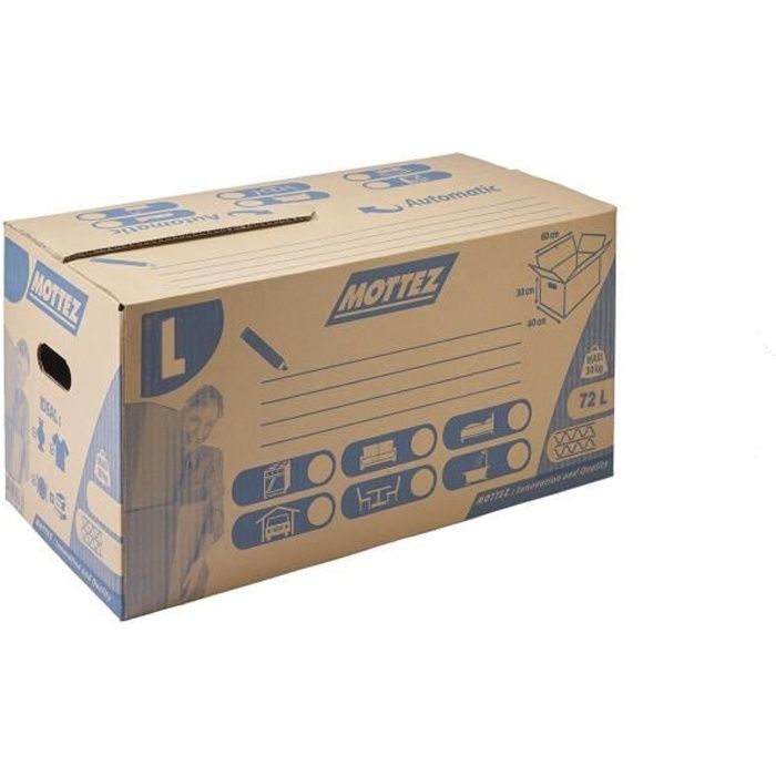MOTTEZ Carton double cannelure - 30 kg max - 72L