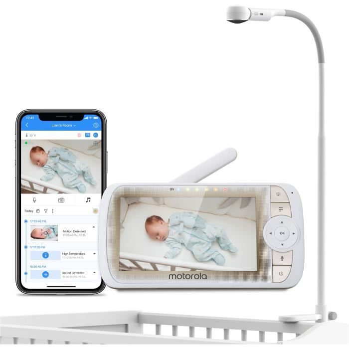 Ecoute bébé VM 65 CONNECT 2EN1 WIFI SUR TEL + VIDEO ECRAN 5 avec pied LIT VISION GRAND ANGLE -Temper