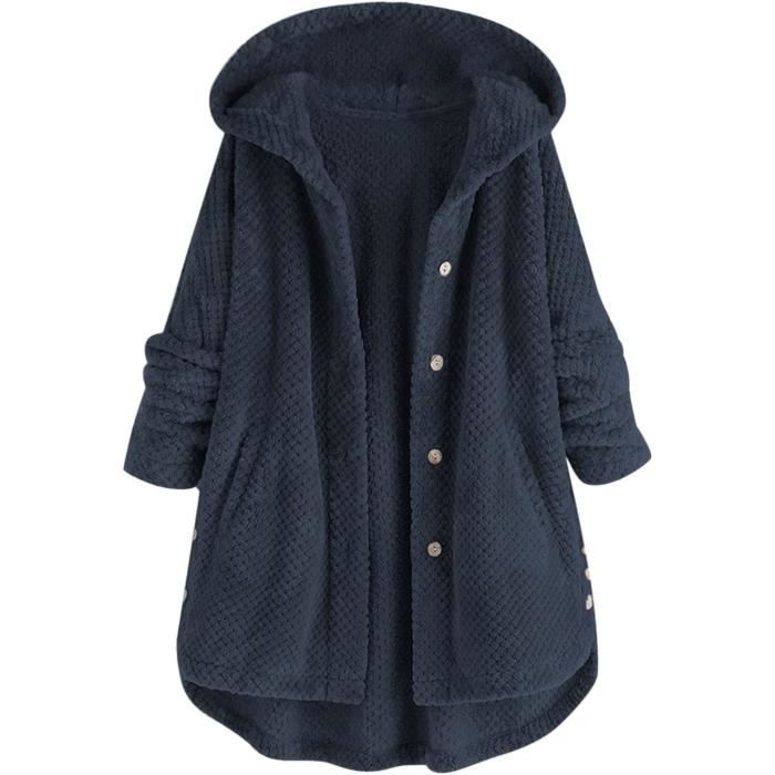 Veste Polaire à Capuche Avec Bordure En Fausse Fourrure - Manteau D'hiver Chaud Pour Femme, Coupe Longue, Style Parka