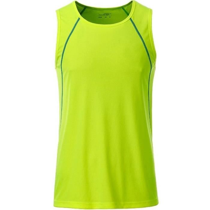 Débardeur running respirant - Homme - JN494 - Jaune - Sans manche - Respirant Débardeur running respirant - Homme - JN494 - Jaune - Sans manche - Respirant