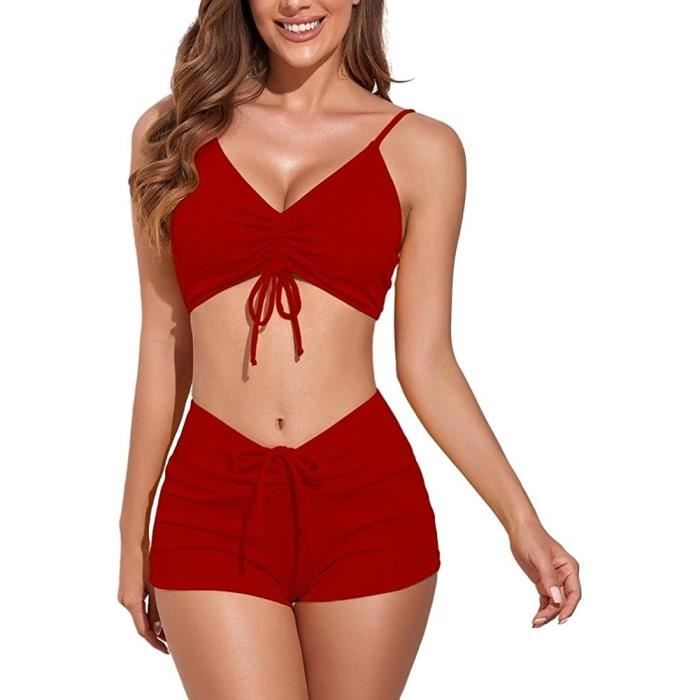 Short de bain online rouge femme