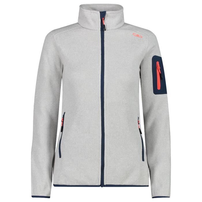 Pull-Over Polaire Knit Tech Light Femme - CMP - Gris - Randonnée Hiver Pull-Over Polaire Knit Tech Light Femme - CMP - Gris - Randonnée Hiver