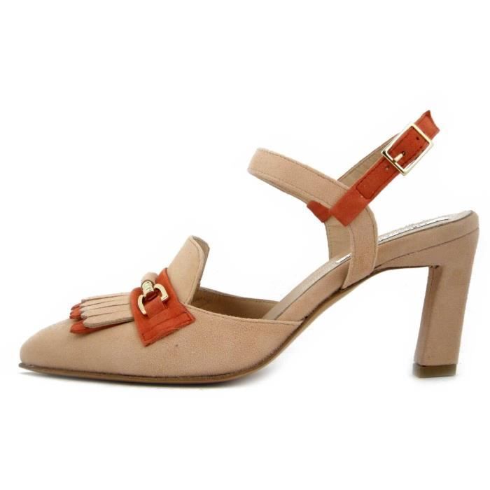 escarpin rose poudré talon carré