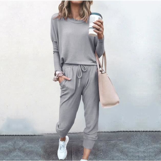 Ensemble Jogging Femme Hiver Chic et Élégant - Gris - Manches Longues -  Survêtement 2 Pièces Gris - Cdiscount Prêt-à-Porter