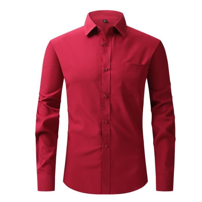Chemise Homme Slim Col revers Manches longues avec poche poitrine