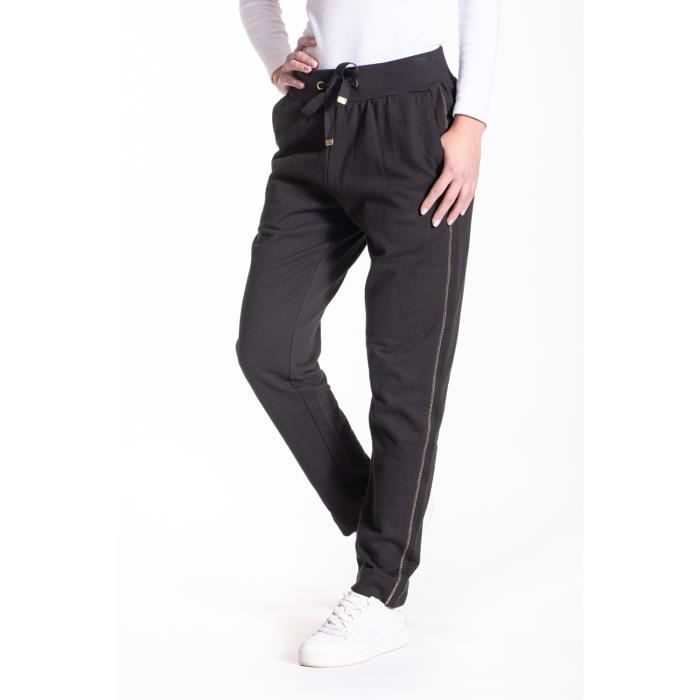 Pantalon de détente en molleton gratté - Marque - Coupe slim - Femme - Noir