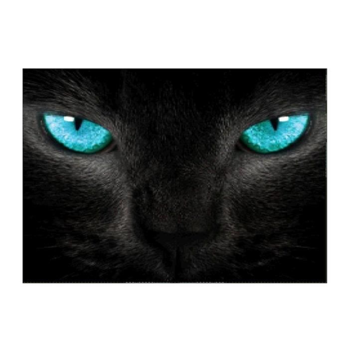 Tete De Chat Noire Avec La Peinture De Diamant De Diy De Yeux Bleus Cdiscount Maison