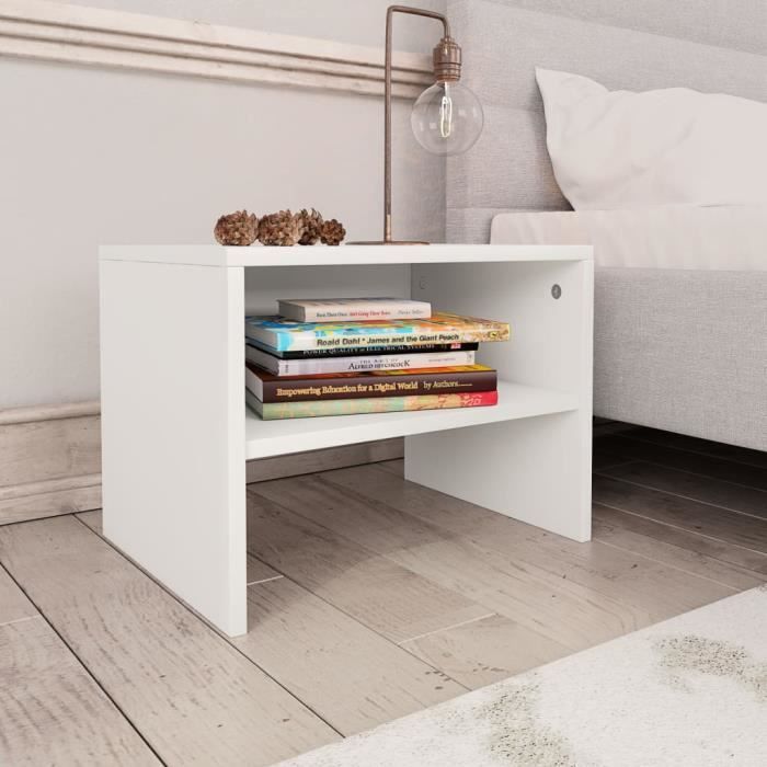 862 ®MARKET CHIC Table de chevet Blanc 40 x 30 x 30 cm Aggloméré PARAIT & Assemblage Facile 40 x 30 x 30 cm