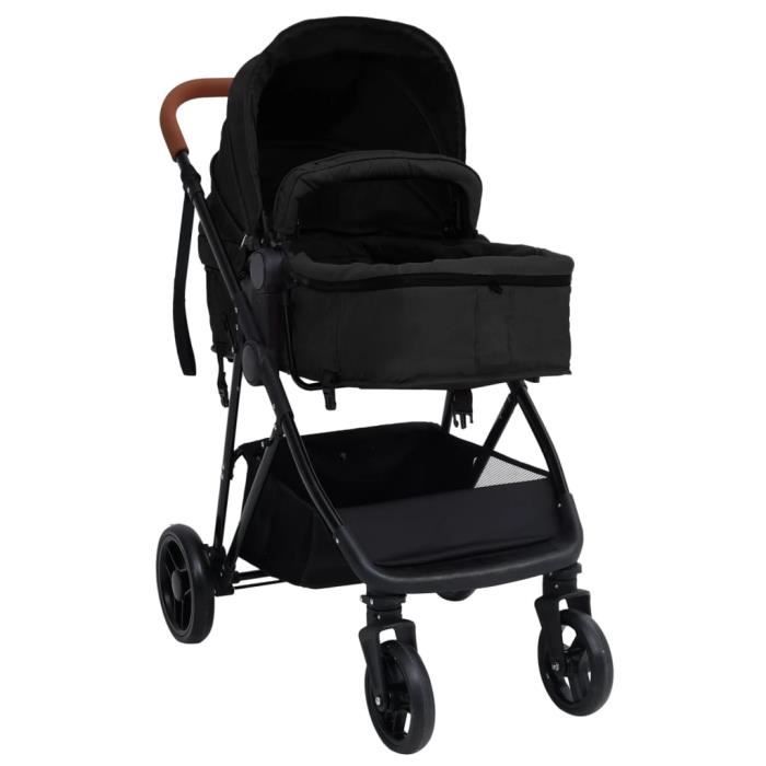 LEX Poussette pour bébé 2-en-1 Anthracite et noir Acier - Qqmora - AZN86255