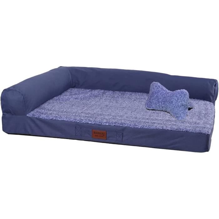Meilleurs prix pour Canapé pour Chien RAIKOU - Lit Intérieur Lavable et Antidérapant - 100x80 cm Bleu