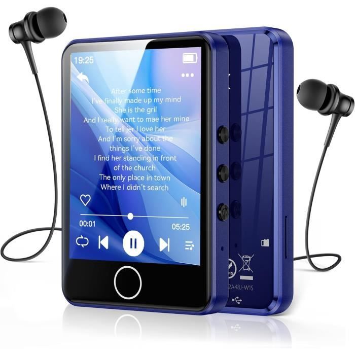 Lecteur MP3 Bluetooth 5.3 64Go – PINHUI D16 – Écran LCD 2.4'' – Baladeur Enfant – Noir