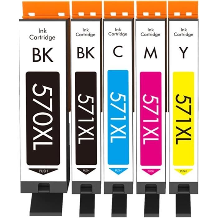 Cartouches D'encre Compatibles Canon PGI-570 XL & CLI-571 XL - Lot 5 Couleurs