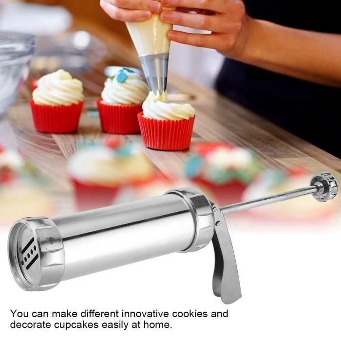 Seringue à Décorer Pâtisserie Avec 6 Douilles + 12 Emporte-Pièces - Kit Réutilisable Pour Gâteaux, Biscuits - Alimentaire Sans BPA