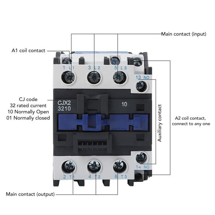 Contacteur AC Heschen HS1-16 - 16A, 1NO+1NC, Bobine 24V AC - Montage Rail DIN 35mm - Pour Installations électriques Domestiques
