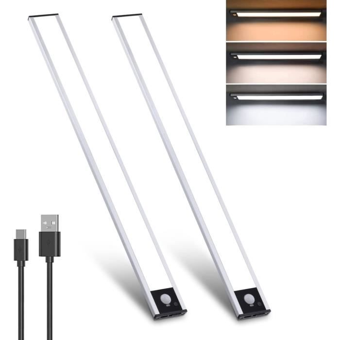 Lampe de Placard LED Sans Fil Rechargeable USB, 40CM Lampe Détecteur de  Mouvement Interieur, Lnosité Réglable avec 3 Couleurs, R289