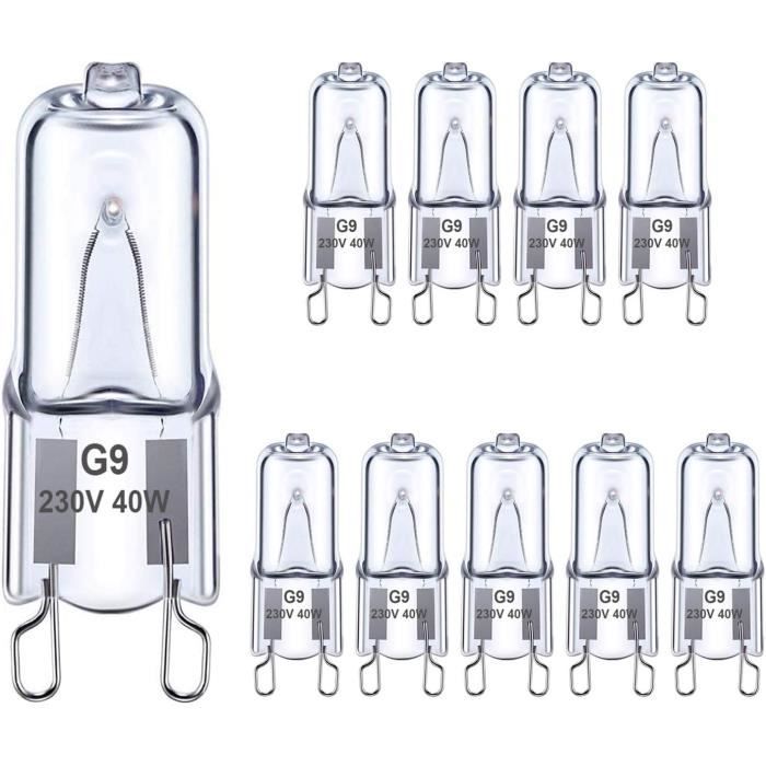 Ugvmn Ampoules halogènes G9 33W, ampoule à capsule transparente G9 blanc chaud 2700K, ampoule de