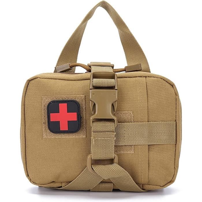 Trousse De Premiers Secours Tactique Kyrio – Molle, 20x15x9 Cm, 600D Nylon – Rouge, Vide, Multiple Compartiments – Pour Rando, Sauvetage, EDC