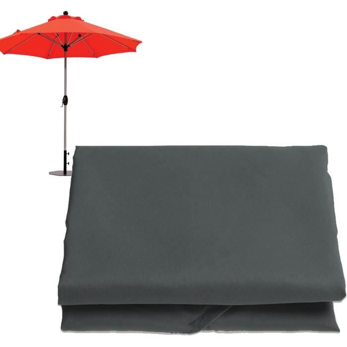 Toile De Rechange Pour Parasol Déporté 8 Baleines 2,5x2,5 M - Tissu Polyester Anti-UV, Imperméable - Gris
