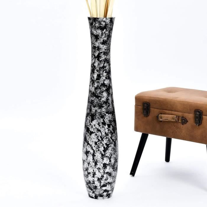 Sziqiqi Grands Vases De Sol Noir En Métal – Lot De 2 (70 Cm Et 55 Cm) Pour Décoration Salon, Chambre Ou Bureau - 10