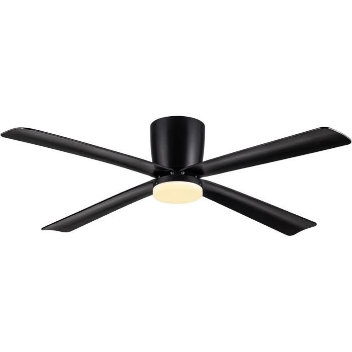 Ventilateur De Plafond Avec Lumière Et Télécommande – Noir – électrique