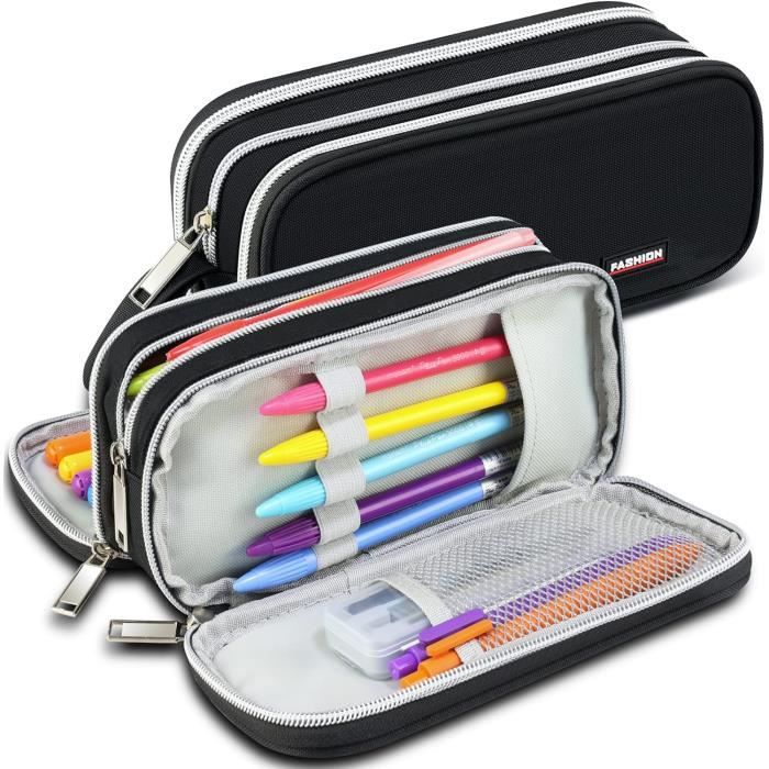 Trousse à Crayons Double Couche Grande Capacité | Design Italien 'Brainrot' | Pour École, Bureau Ou Maquillage | Cuir PU & Oxford
