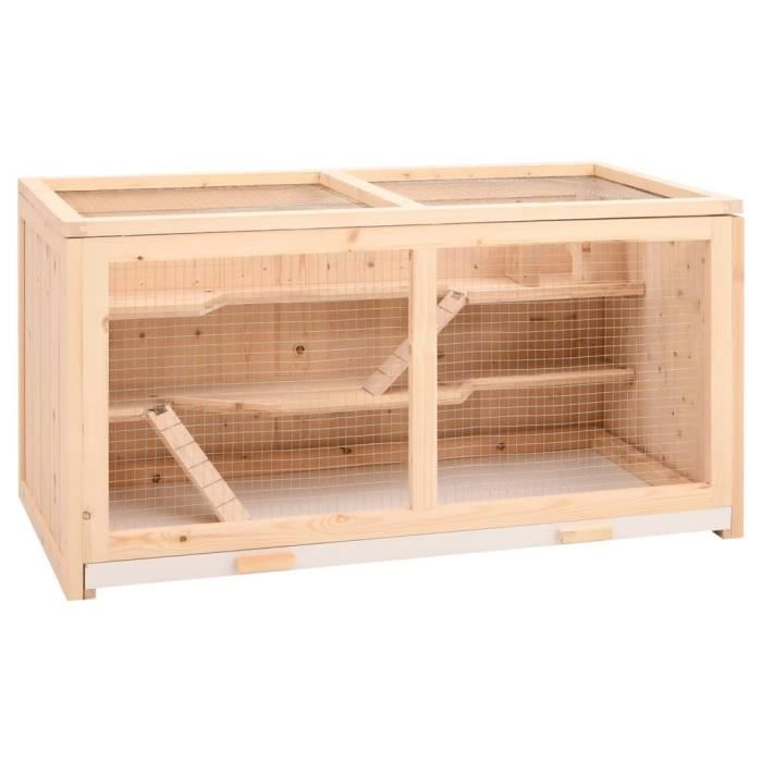 Cage à hamster - Bois massif de sapin - 895x45x45 cm - Intérieur - Montage facile - Marron