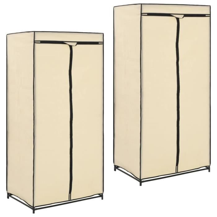vidaXL 2 pcs Garde-robes Crème 75x50x160 cm