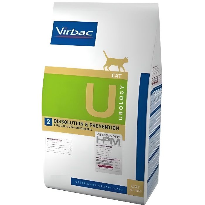 virbac veterinary hpm diet chat urology 2 dissolution et prévention des calculs croquettes 1,5kg