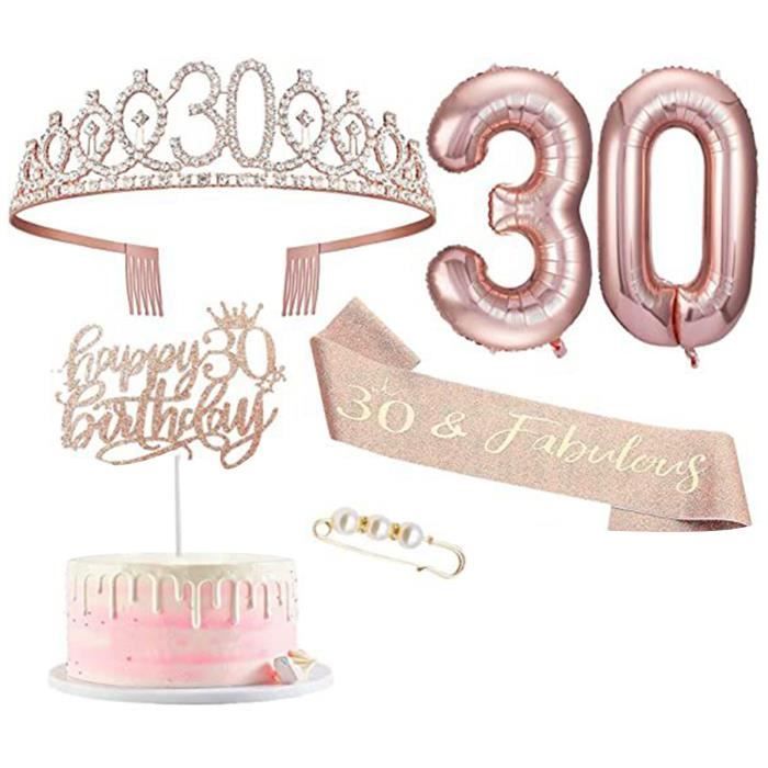 Set Couronne Et écharpe 8ème Anniversaire - Diadème Cristal Rose + écharpe Pailletée, Déco Fête Fille