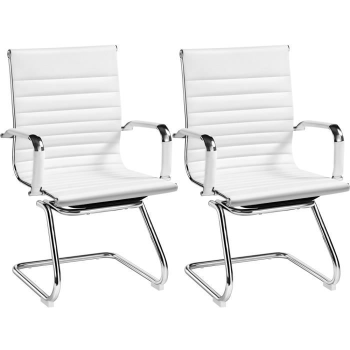 Yaheetech Lot de 2 Fauteuils de bureau en Similicuir Moderne Chaises de Réception avec Accoudoir Recouverts Chaise daccueil Blanc Yaheetech Lot de 2 Fauteuils de bureau en Similicuir Moderne Chaises de Réception avec Accoudoir Recouverts Chaise daccueil Blanc