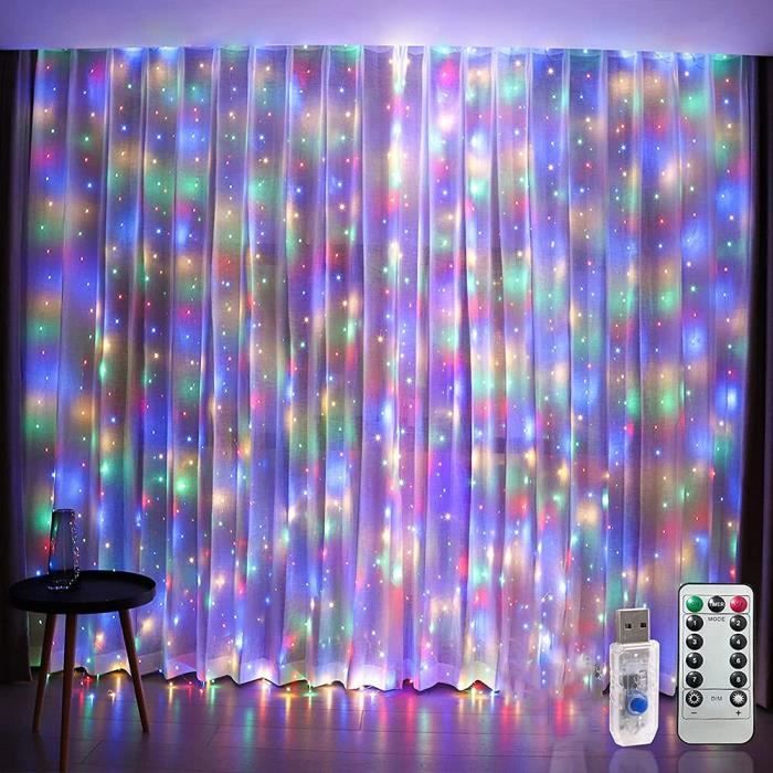 Décoration Noel Rideau Lumineux, Guirlande Lumineuse 3m X 3m * 300 LED, 8 Modes D Interieure Et Exterieure Lumiere Blanche Froide 97625405 Decoration Noel